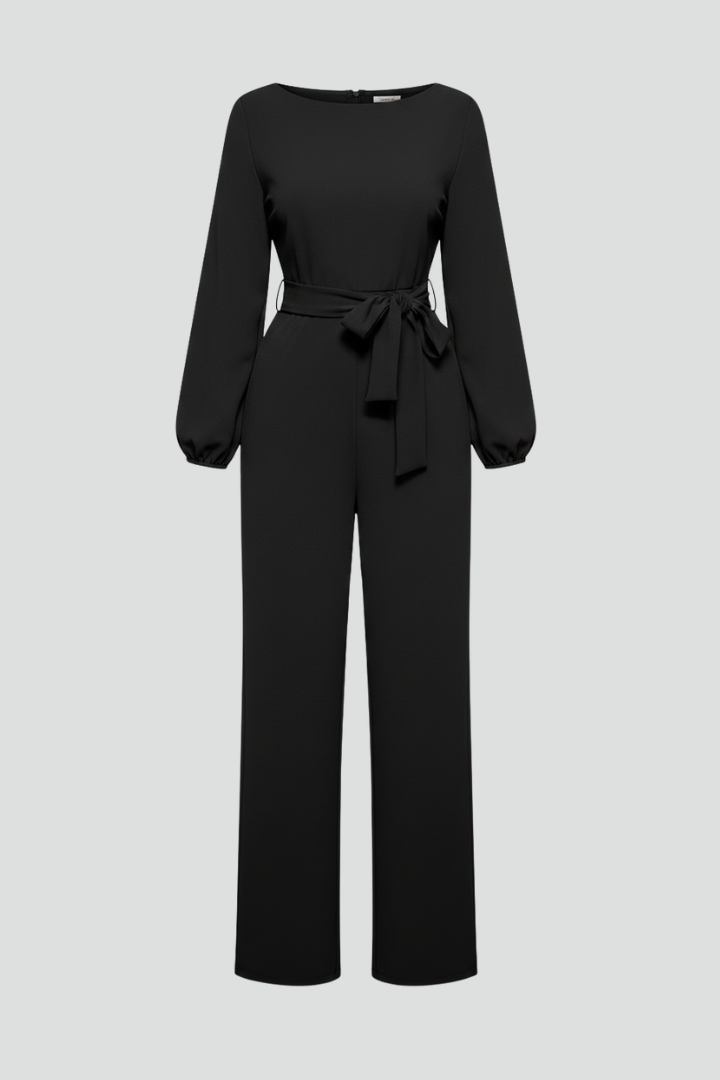 Helena | Classic Long Sleeve Jumpsuit With Tie Waist