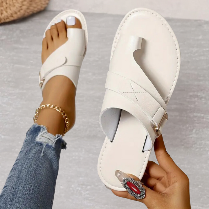 Hellen | Minimalist Slide Sandals with Toe Loop
