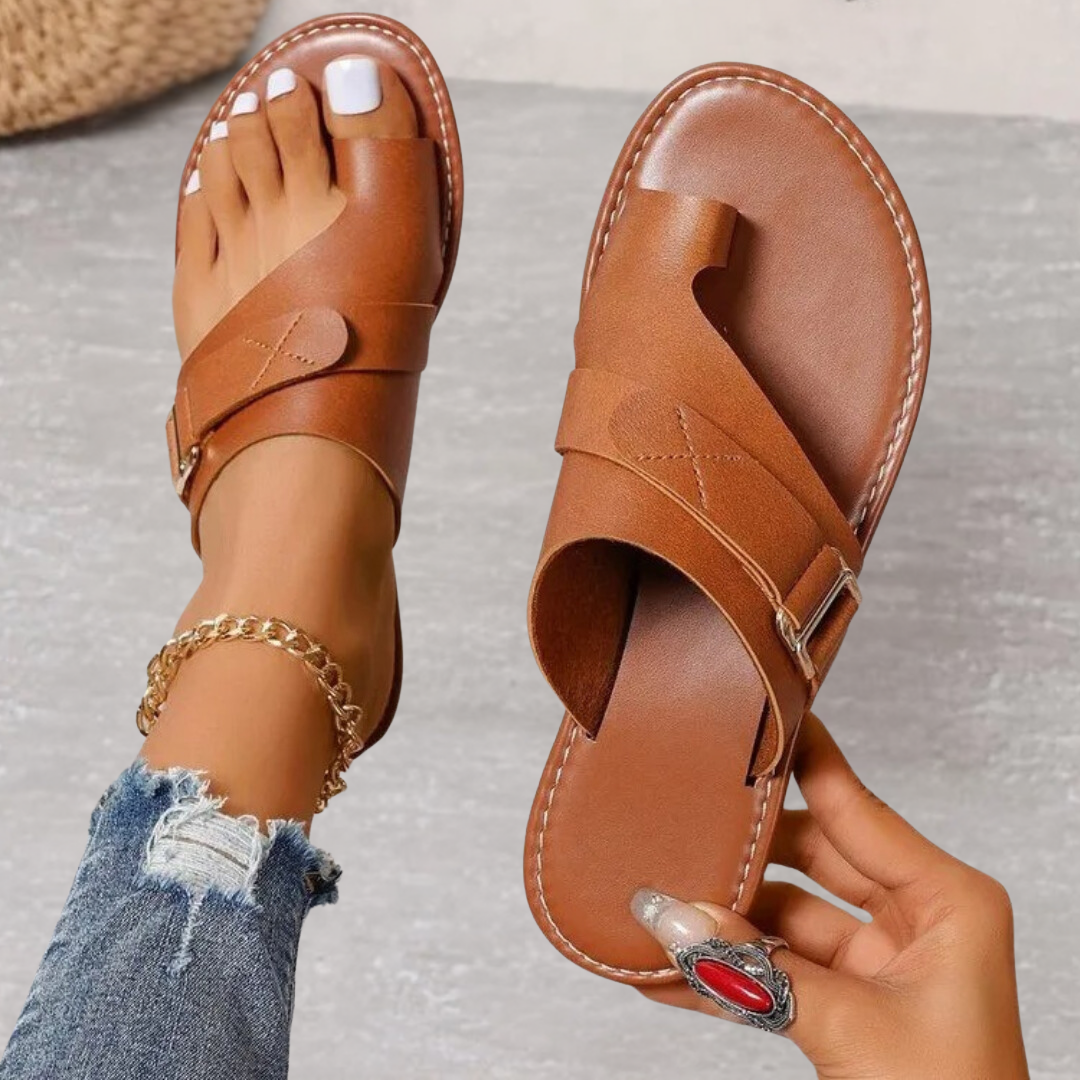 Hellen | Minimalist Slide Sandals with Toe Loop