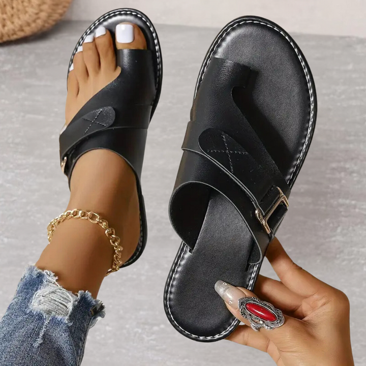 Hellen | Minimalist Slide Sandals with Toe Loop