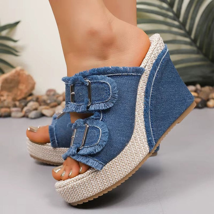 Heloise | Platform Wedge Sandals with Buckle Straps
