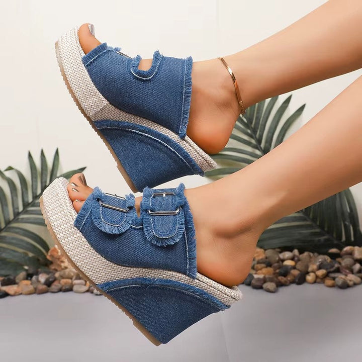 Heloise | Platform Wedge Sandals with Buckle Straps