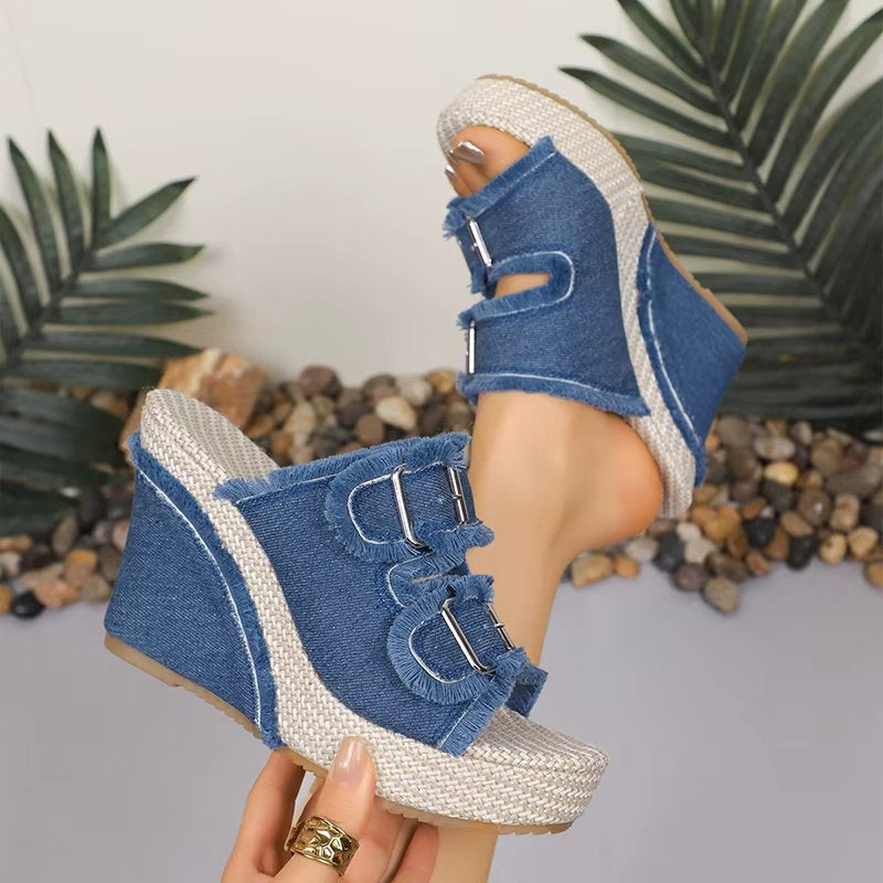 Heloise | Platform Wedge Sandals with Buckle Straps