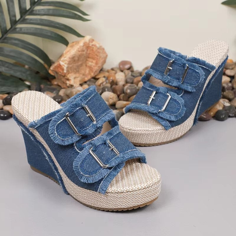 Heloise | Platform Wedge Sandals with Buckle Straps