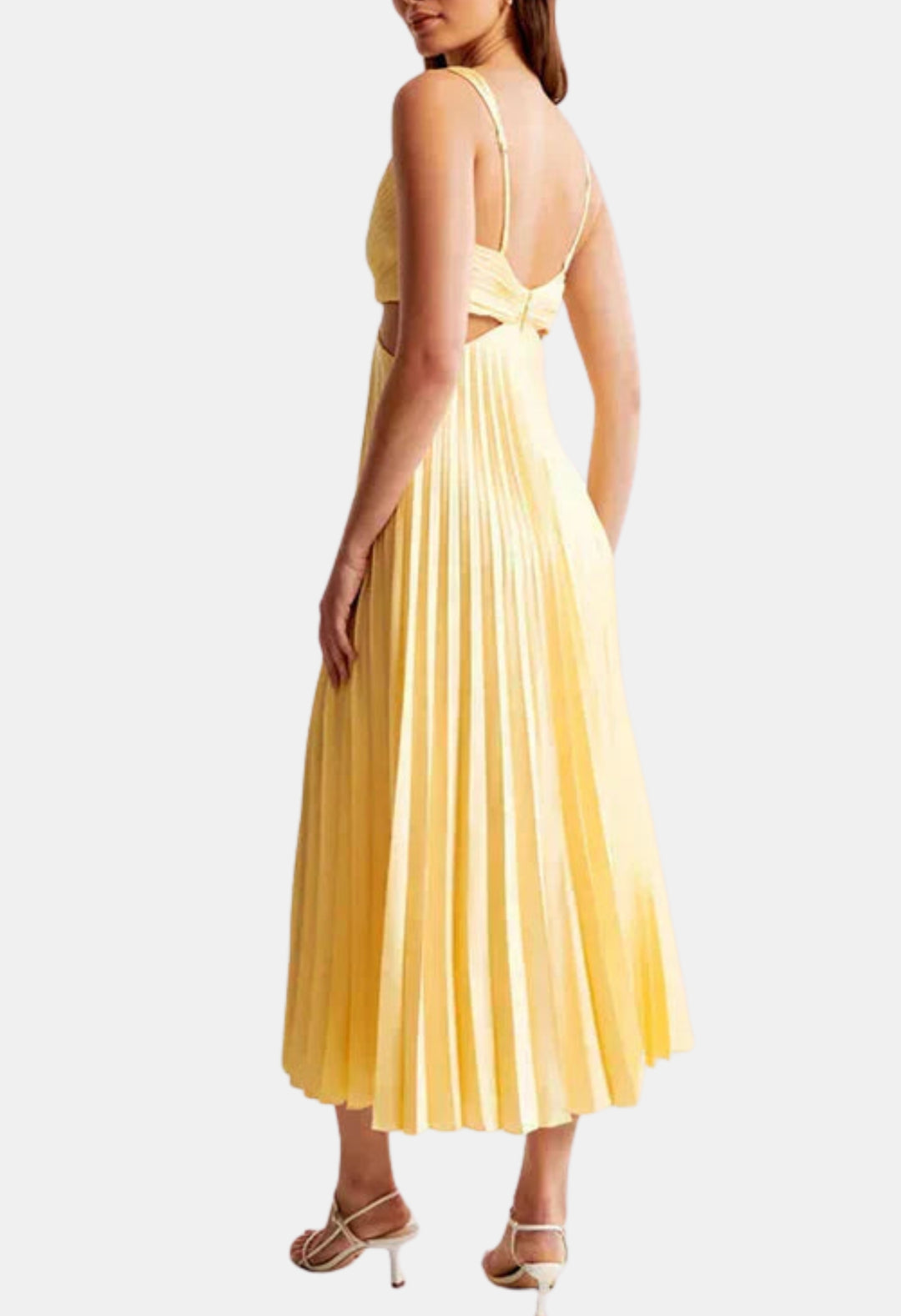 Herynza | Wedding Guest Pleated Cutout Midi Dress