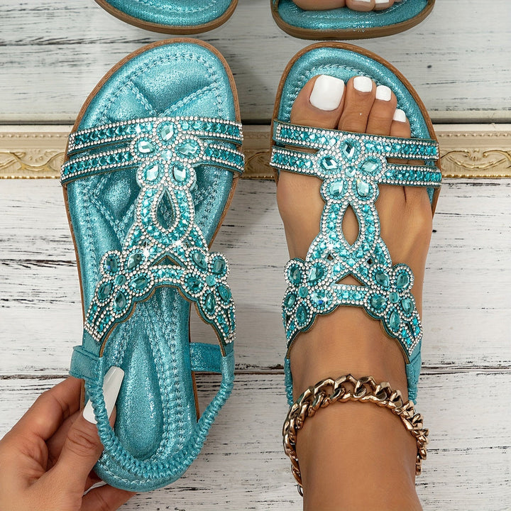 Hesper | Embellished Flat Sandals with Beaded Straps