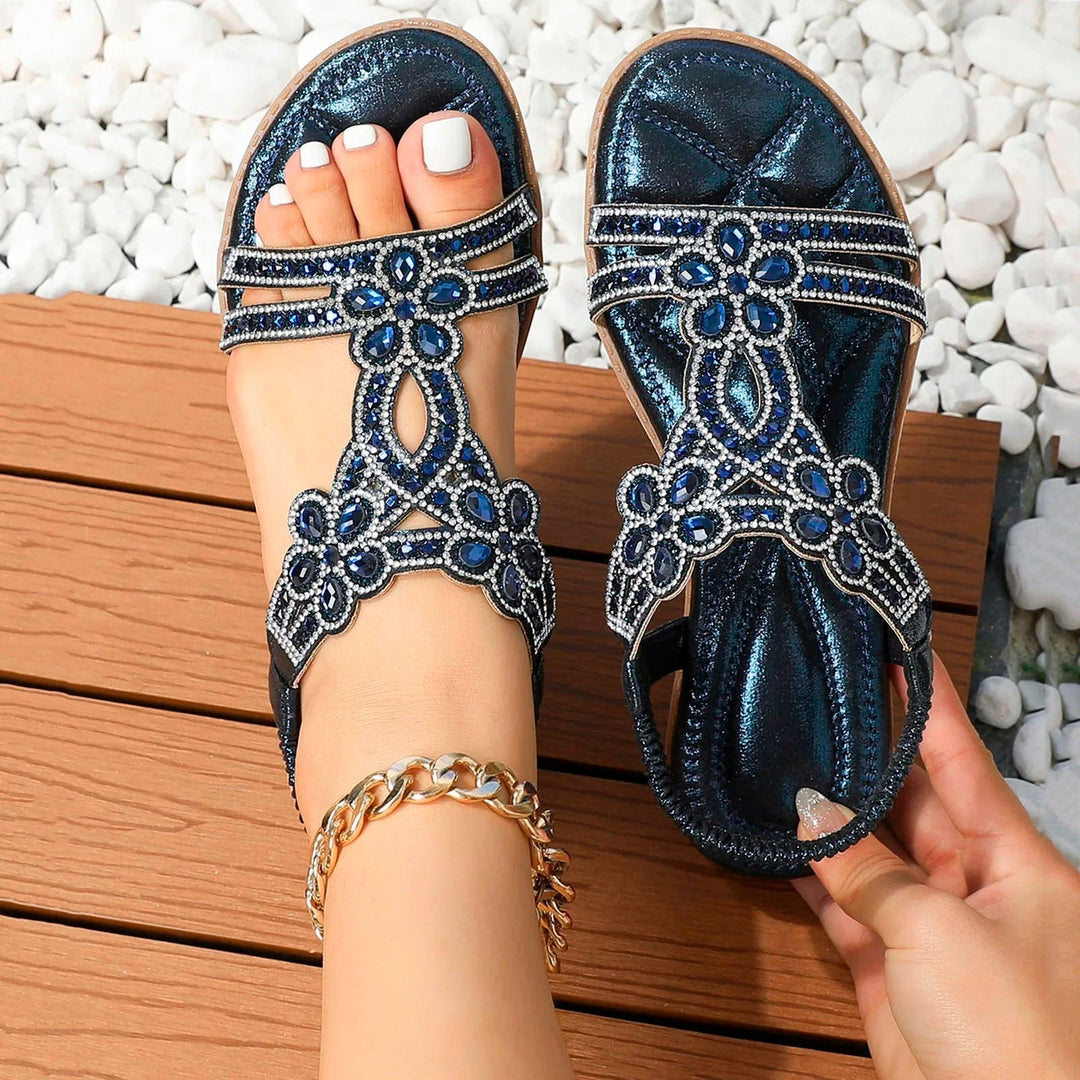 Hesper | Embellished Flat Sandals with Beaded Straps