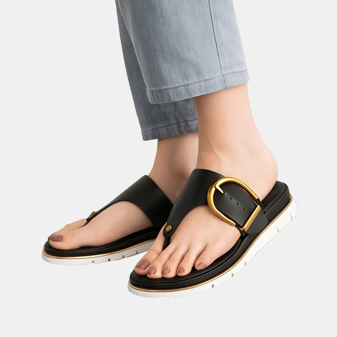Hilaria | Refined Thong Sandals with Buckle Detail