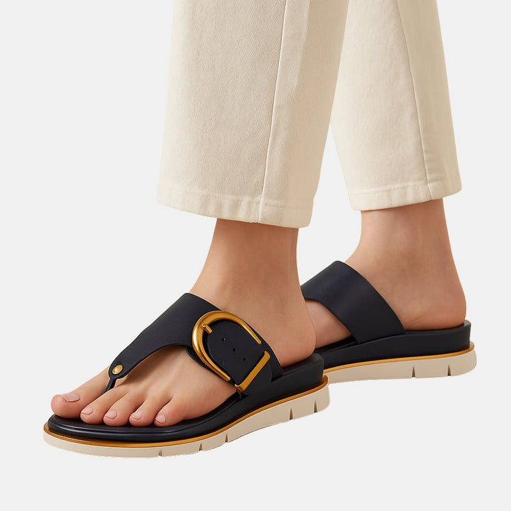 Hilaria | Refined Thong Sandals with Buckle Detail