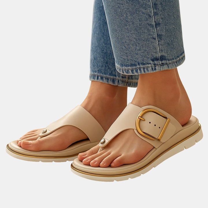 Hilaria | Refined Thong Sandals with Buckle Detail