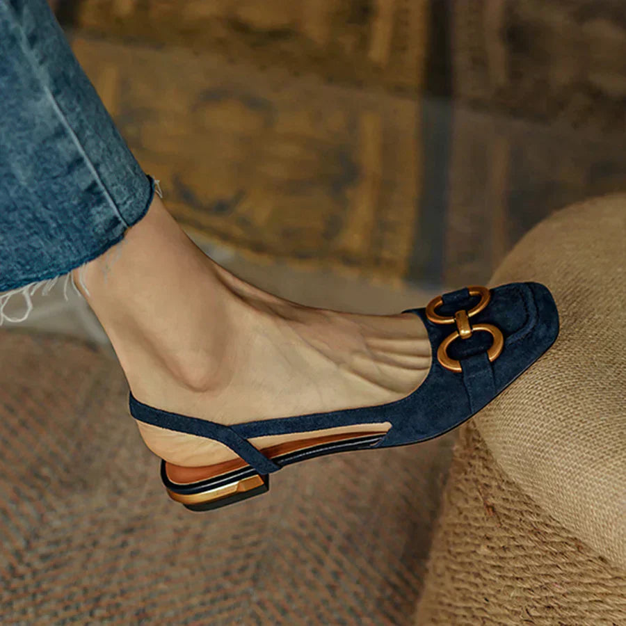 Hildy | Elegant Slingback Flats with Buckle Detail