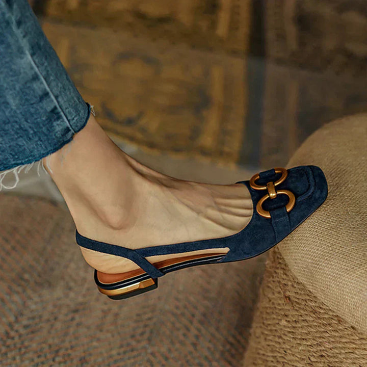 Hildy | Elegant Slingback Flats with Buckle Detail