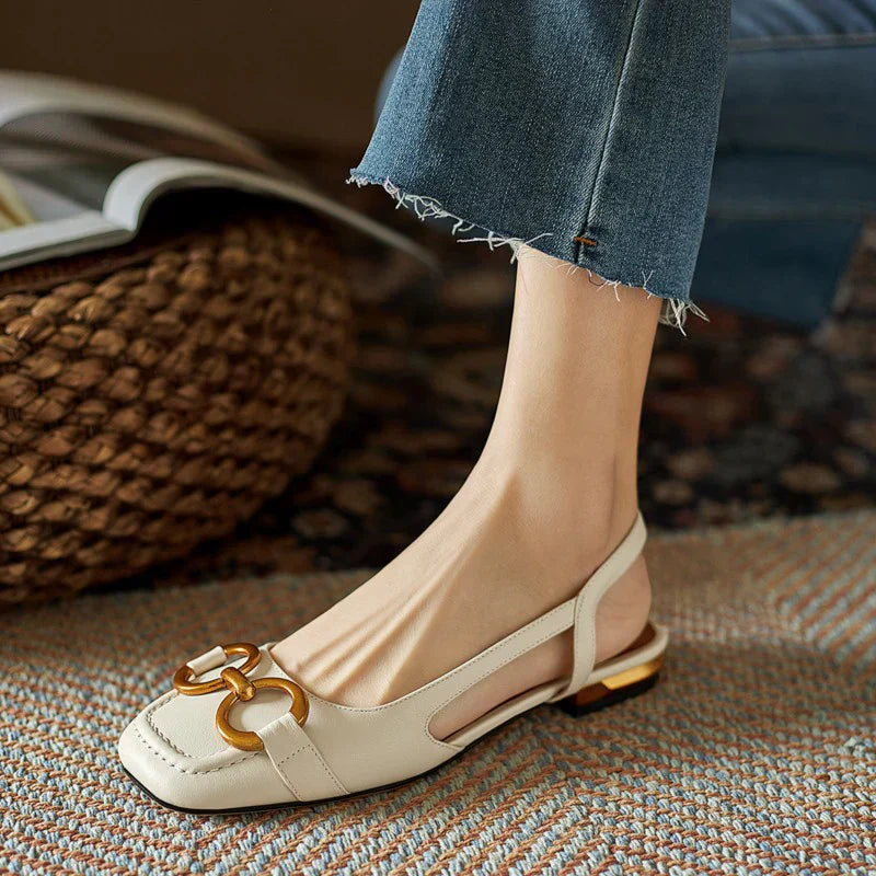 Hildy | Elegant Slingback Flats with Buckle Detail