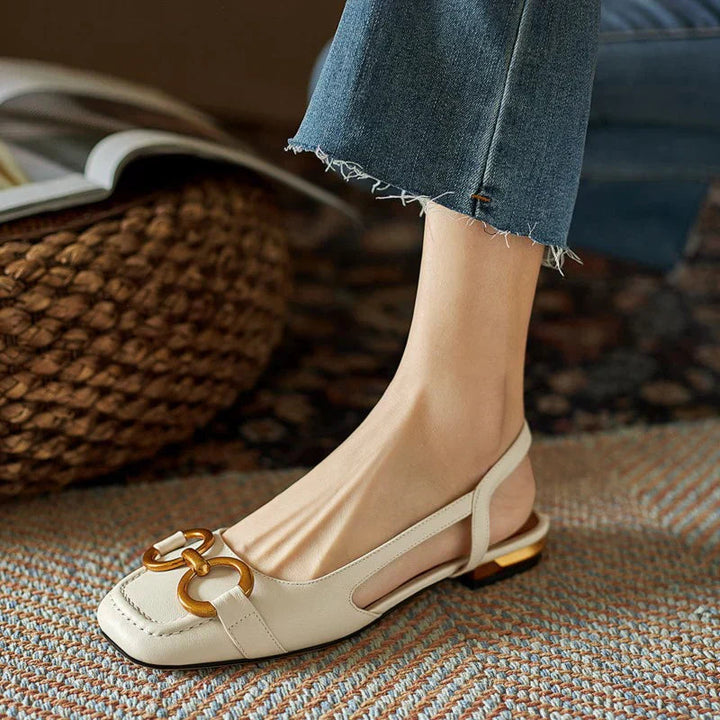 Hildy | Elegant Slingback Flats with Buckle Detail