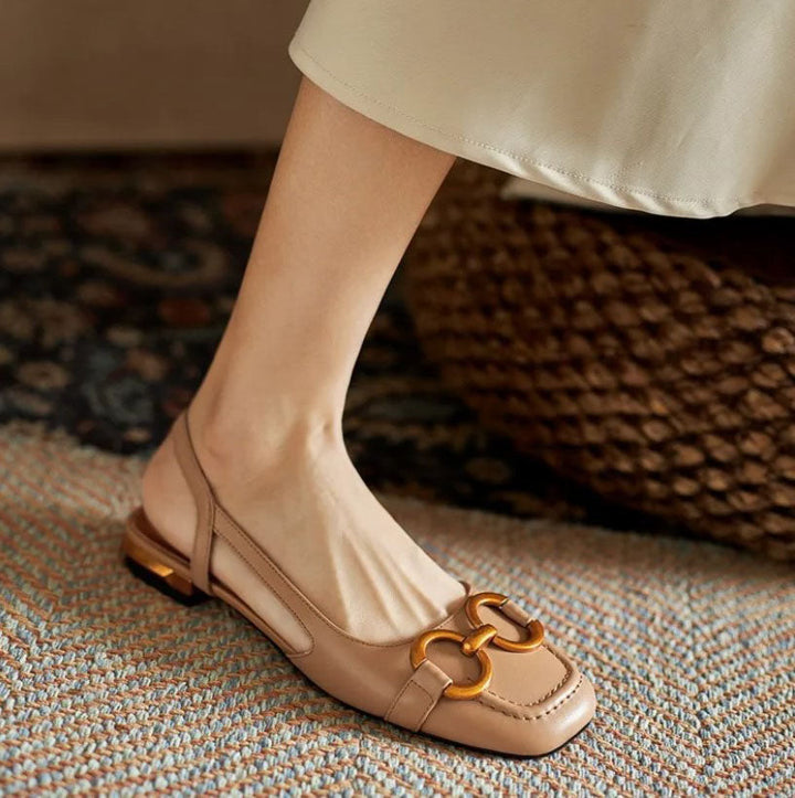 Hildy | Elegant Slingback Flats with Buckle Detail