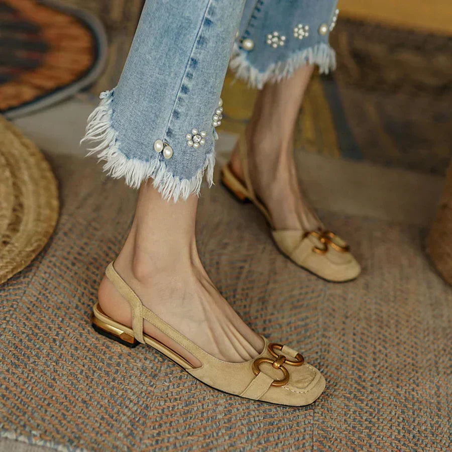 Hildy | Elegant Slingback Flats with Buckle Detail