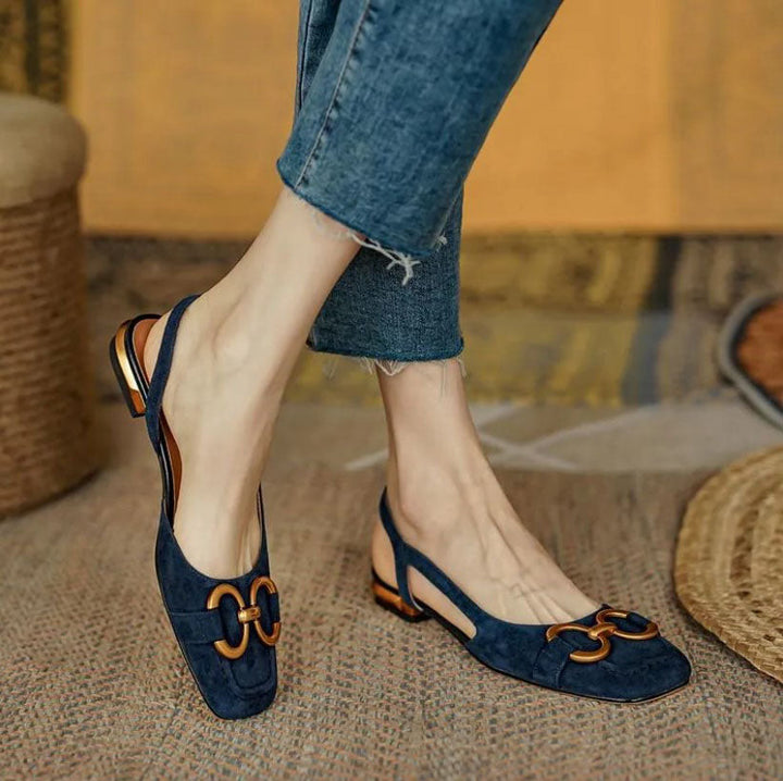 Hildy | Elegant Slingback Flats with Buckle Detail
