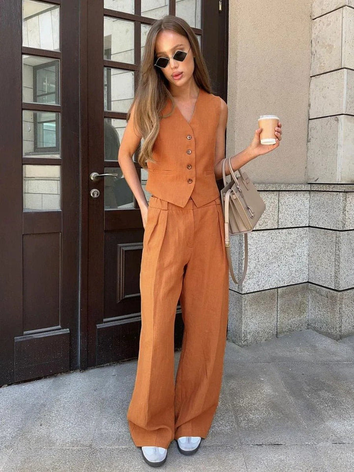 Holly | Wide-Leg Vest and Pant Set