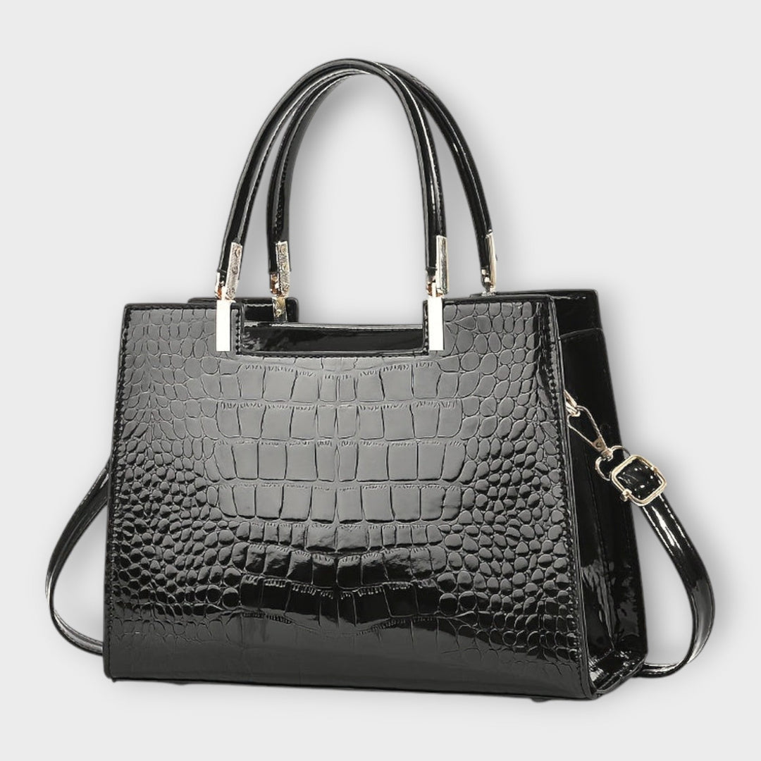 Hoor | Croc Embossed Satchel Bag with Top Handles