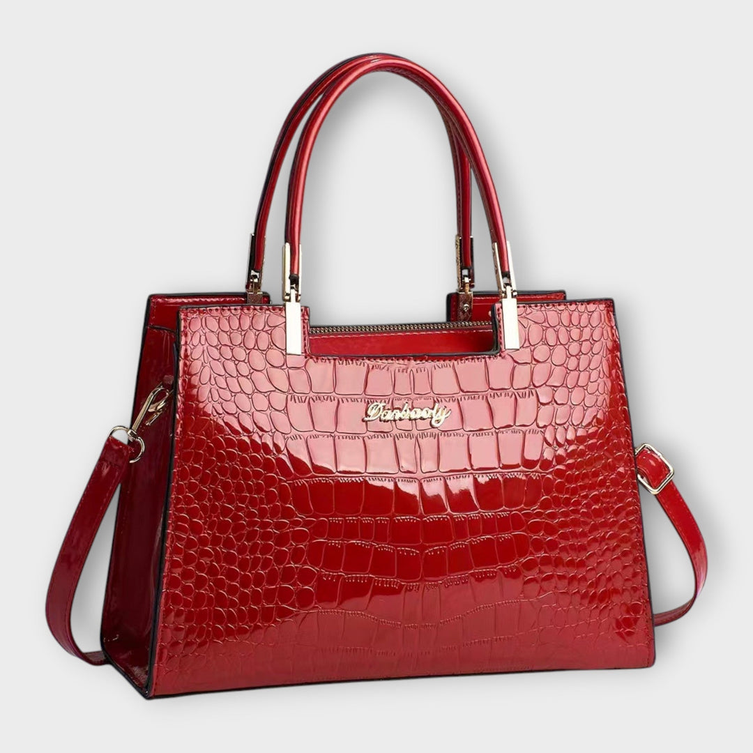 Hoor | Croc Embossed Satchel Bag with Top Handles