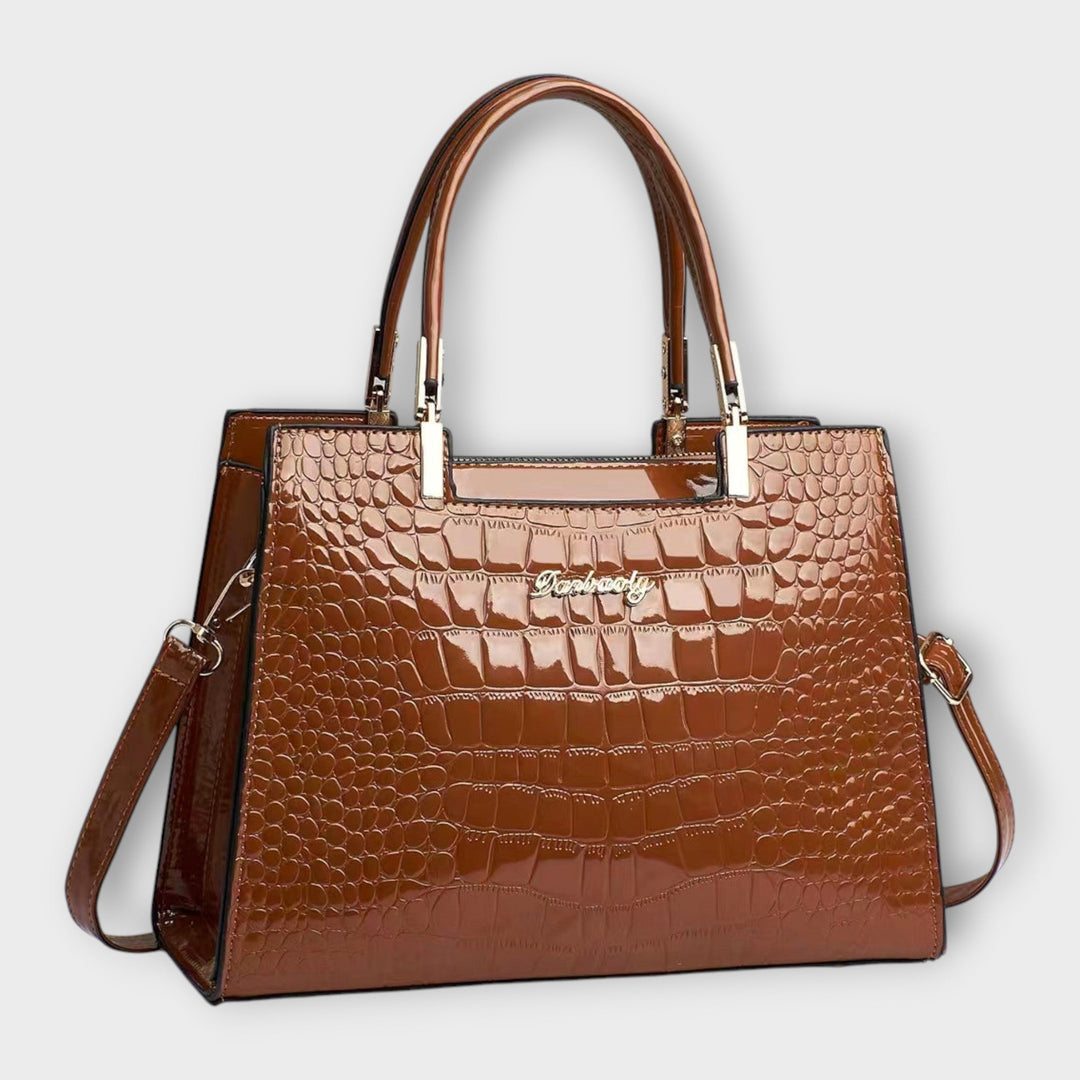 Hoor | Croc Embossed Satchel Bag with Top Handles