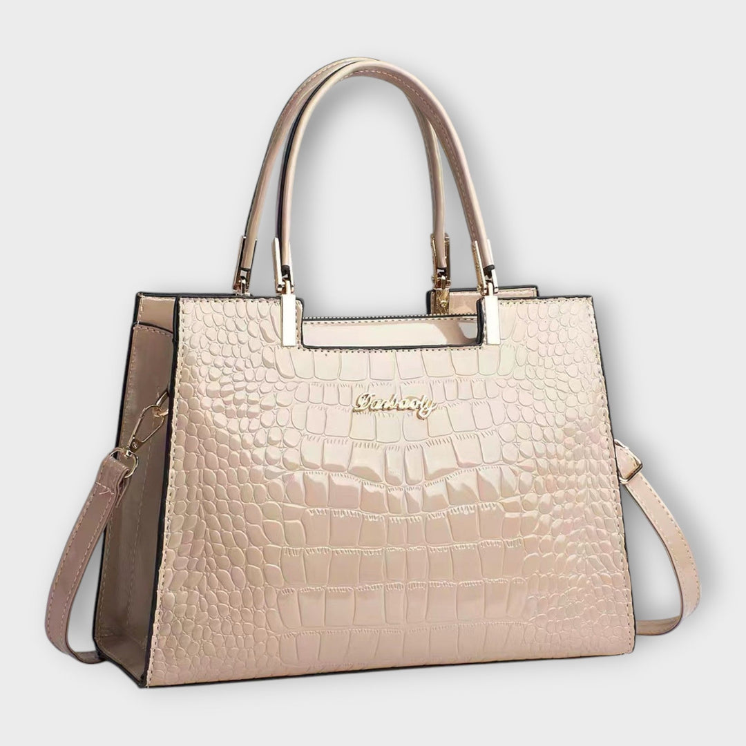 Hoor | Croc Embossed Satchel Bag with Top Handles