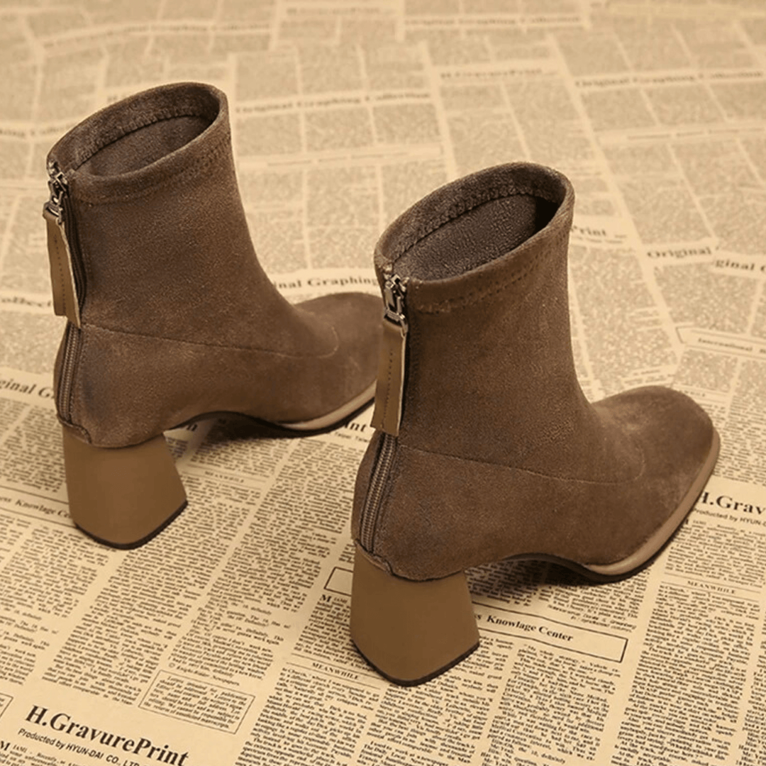 Huldah | Pointed Toe Ankle Boots with Block Heel