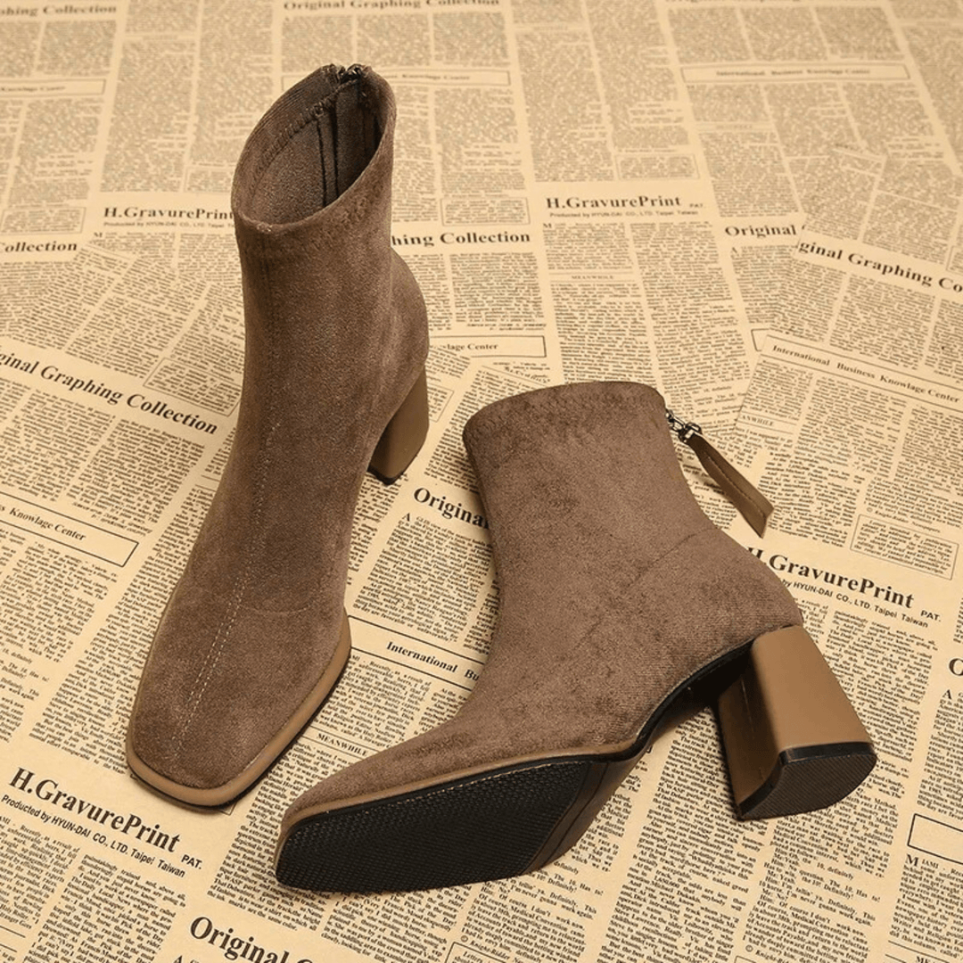 Huldah | Pointed Toe Ankle Boots with Block Heel