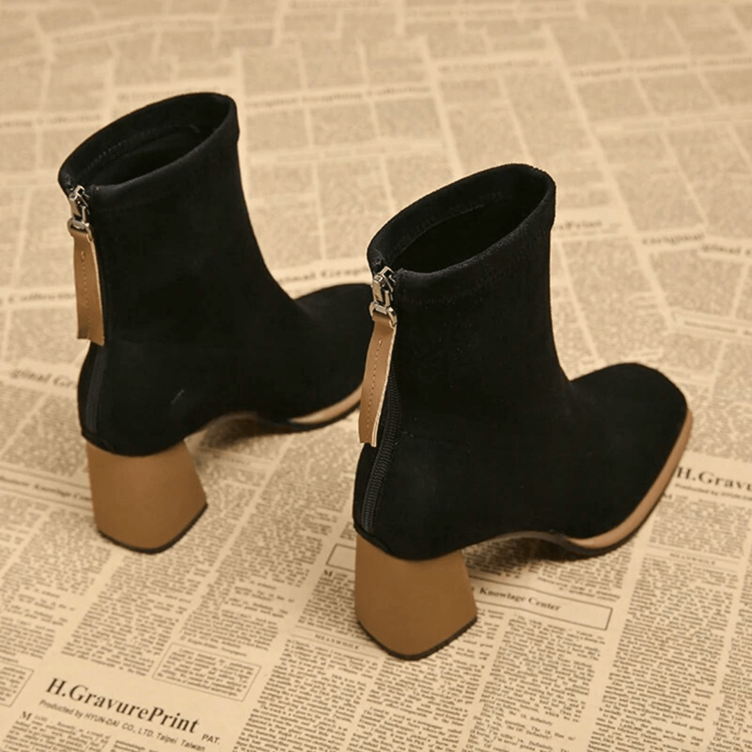 Huldah | Pointed Toe Ankle Boots with Block Heel