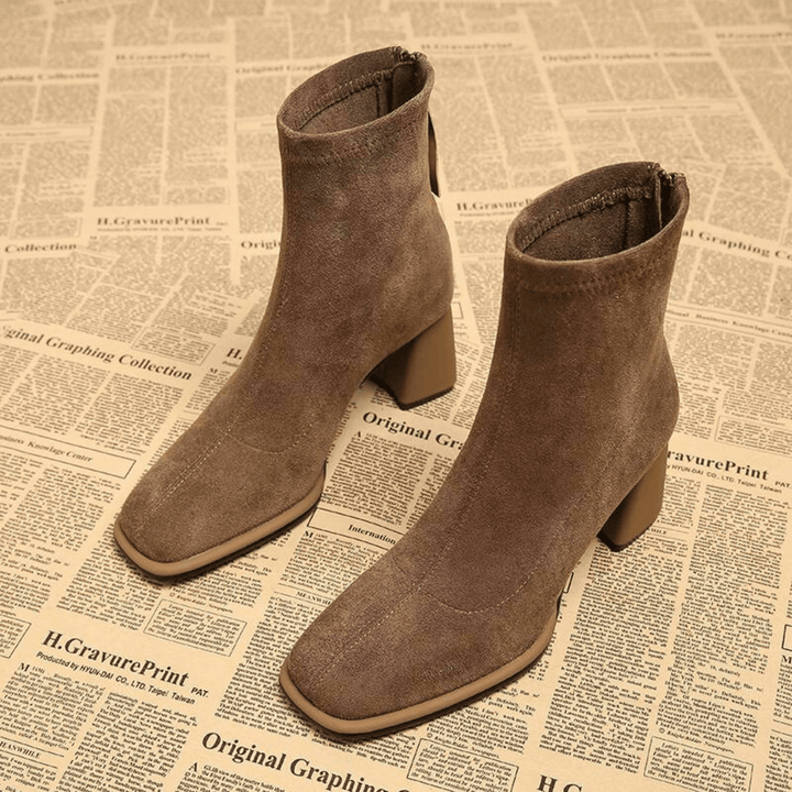 Huldah | Pointed Toe Ankle Boots with Block Heel