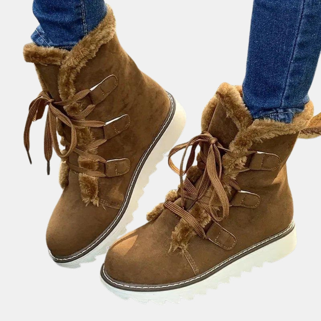 Hyacinth | Lace-Up Winter Boots with Plush Trim