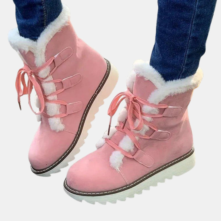 Hyacinth | Lace-Up Winter Boots with Plush Trim