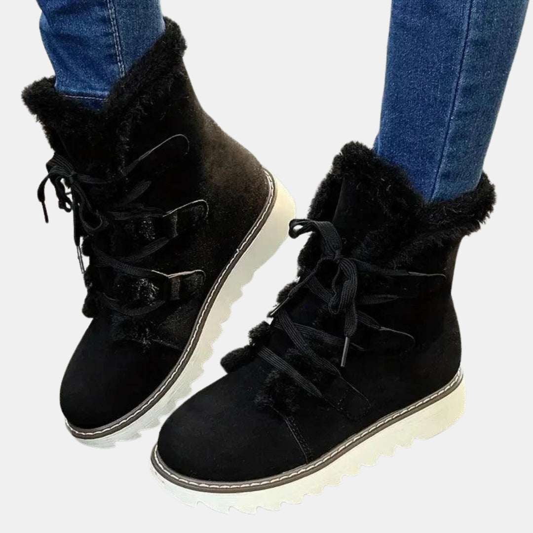 Hyacinth | Lace-Up Winter Boots with Plush Trim