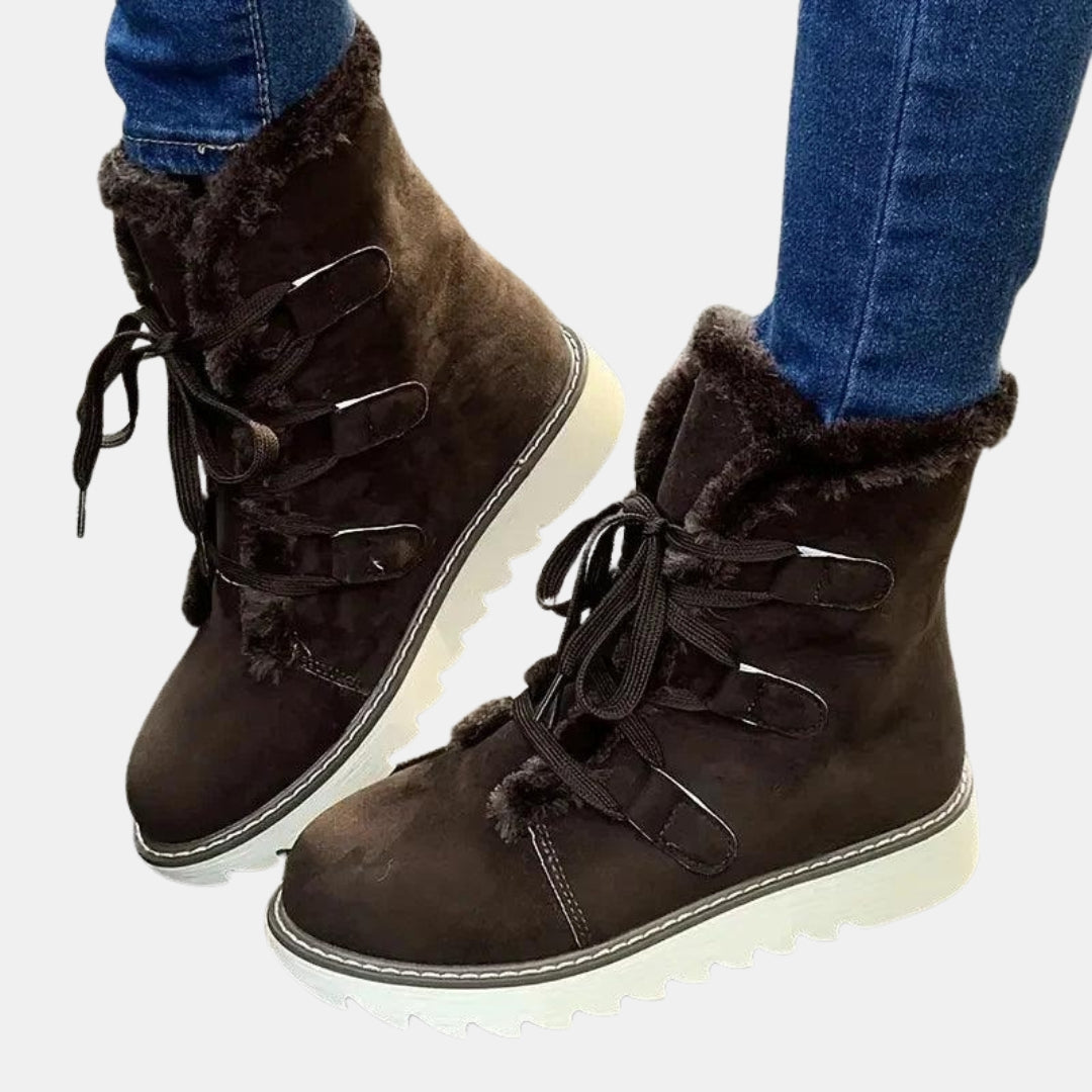 Hyacinth | Lace-Up Winter Boots with Plush Trim