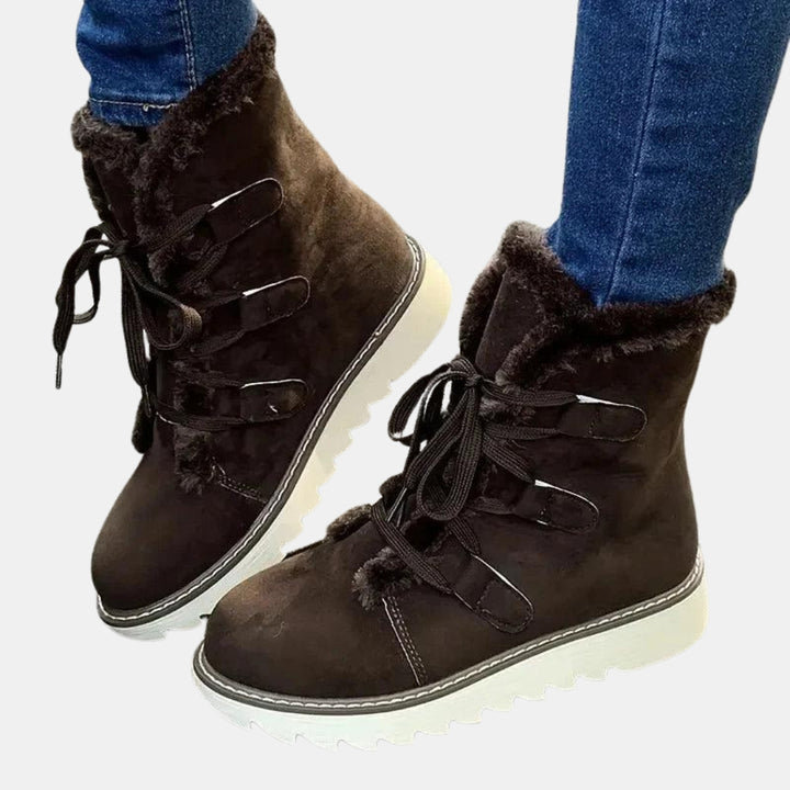 Hyacinth | Lace-Up Winter Boots with Plush Trim