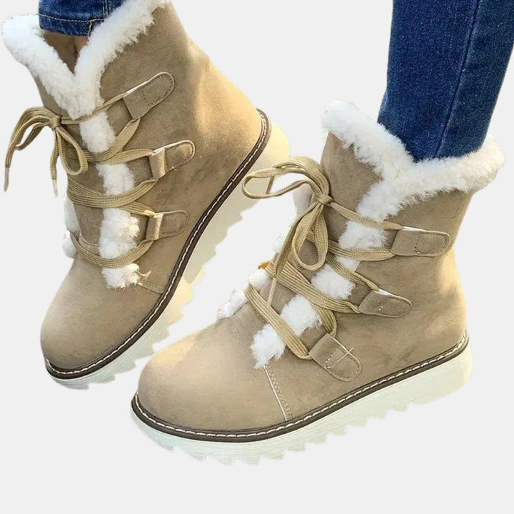 Hyacinth | Lace-Up Winter Boots with Plush Trim