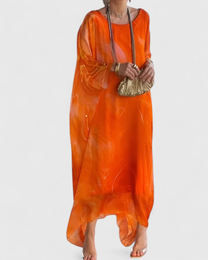 Hyrelle | Bohemian Maxi Dress with Draped Overlay