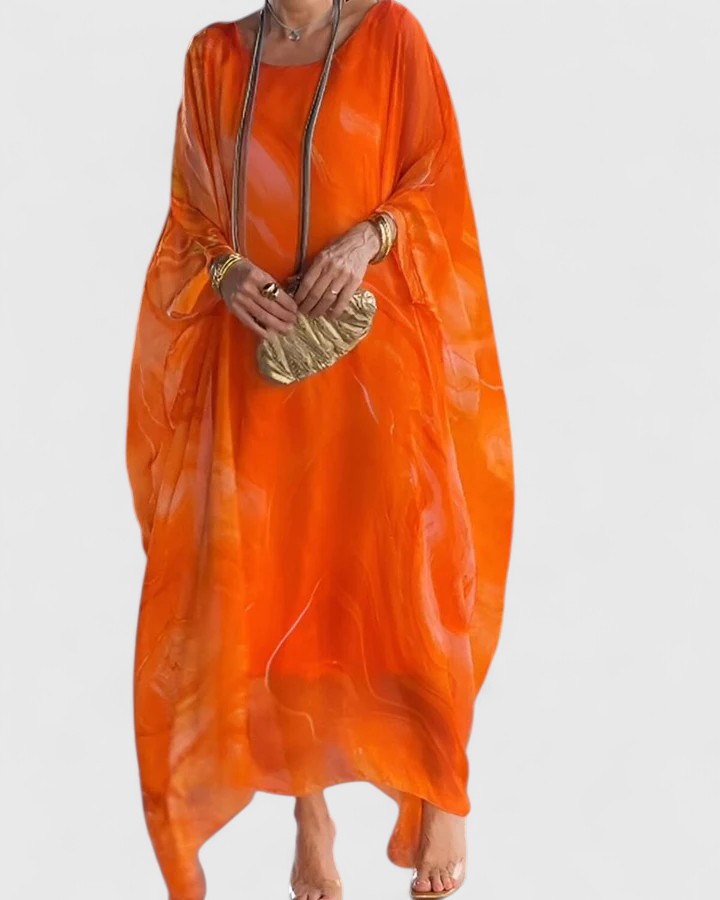 Hyrelle | Bohemian Maxi Dress with Draped Overlay