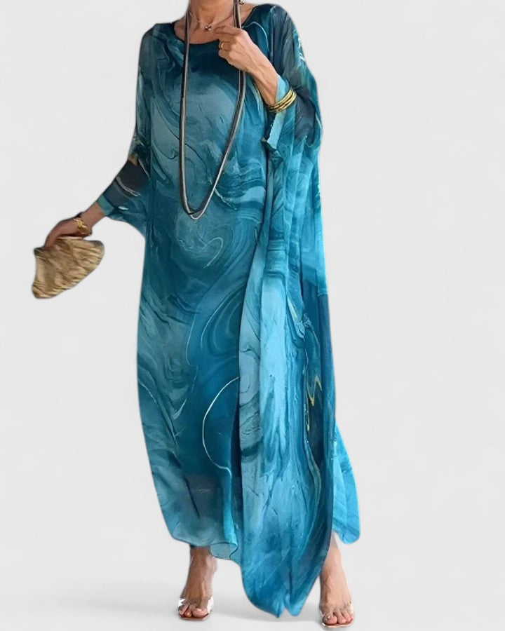 Hyrelle | Bohemian Maxi Dress with Draped Overlay