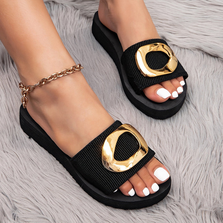 Illyria | Slide Sandals with Statement Buckle