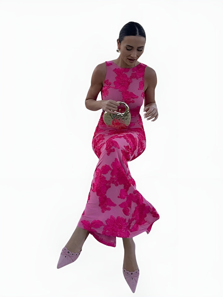 Ilyzandra | Elegant Floral Maxi Dress with Sleeveless Silhouette