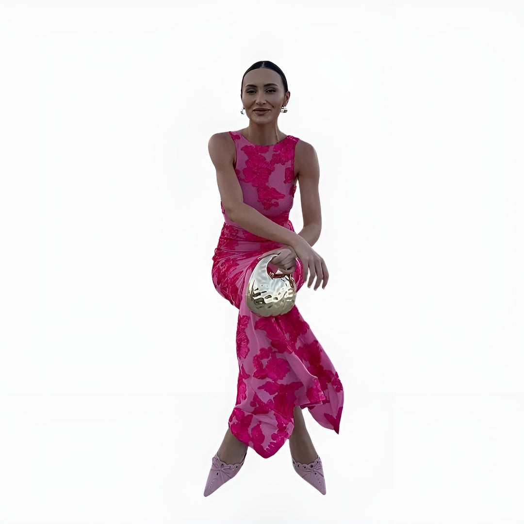 Ilyzandra | Elegant Floral Maxi Dress with Sleeveless Silhouette