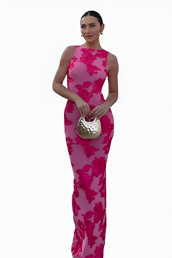 Ilyzandra | Elegant Floral Maxi Dress with Sleeveless Silhouette