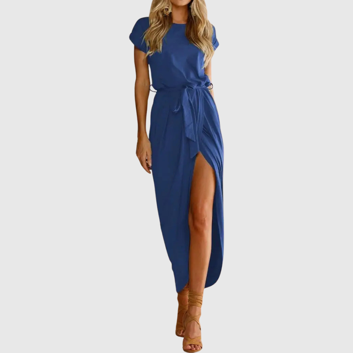 Ilyzara | Modern Tie Waist Midi Dress with Wrap Skirt