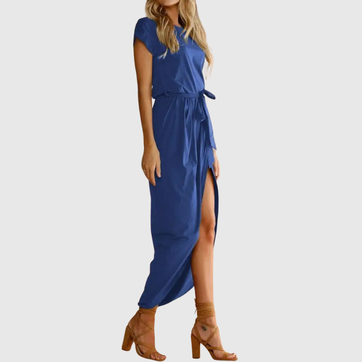 Ilyzara | Modern Tie Waist Midi Dress with Wrap Skirt