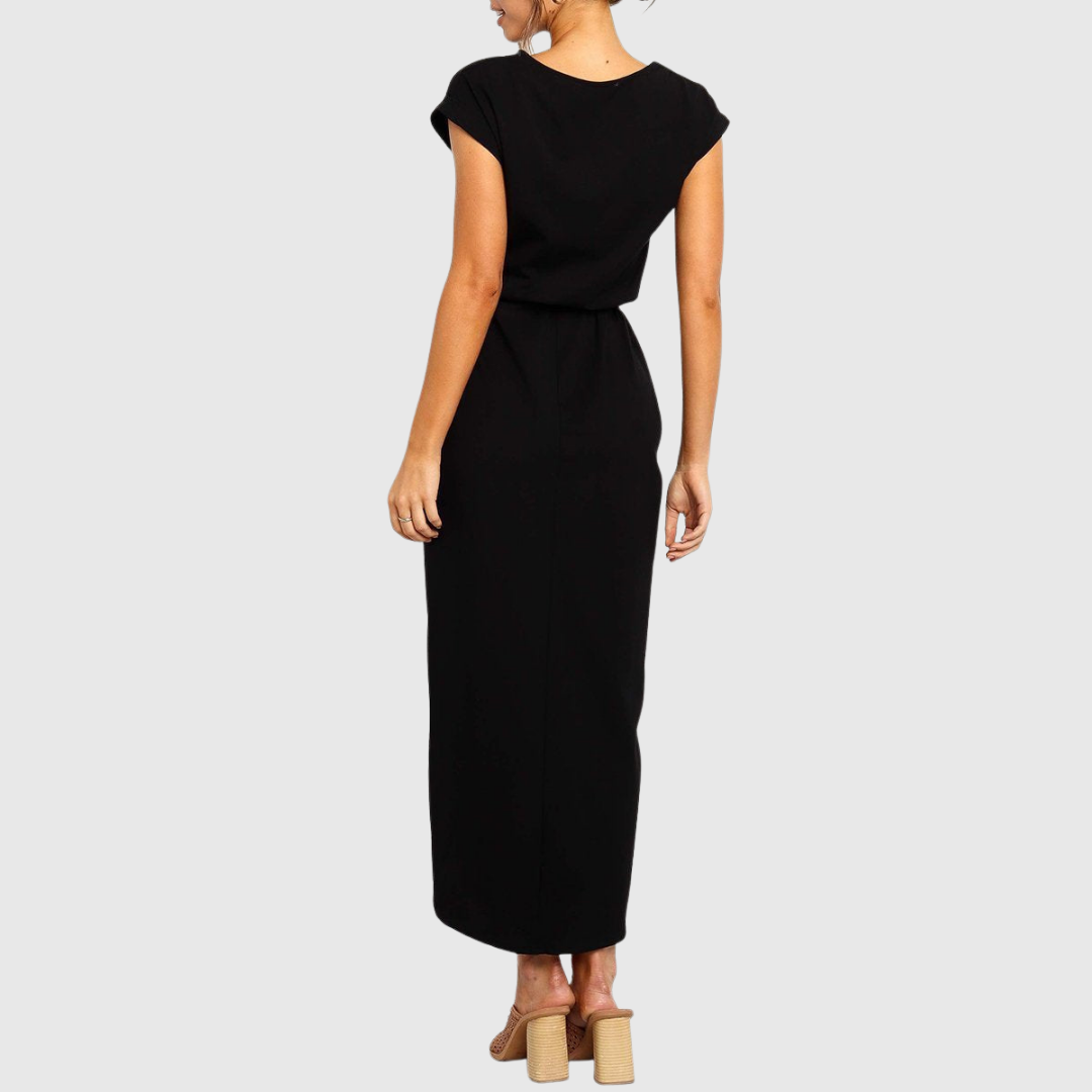 Ilyzara | Modern Tie Waist Midi Dress with Wrap Skirt