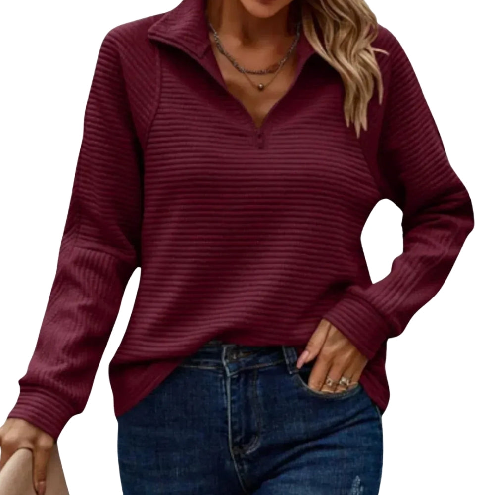 Indie | Ribbed Half Zip Knit Sweater