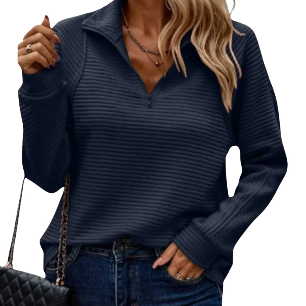 Indie | Ribbed Half Zip Knit Sweater