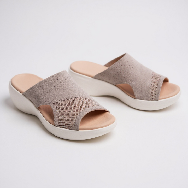 Iolanthe | Platform Slide Sandals with Knit Upper