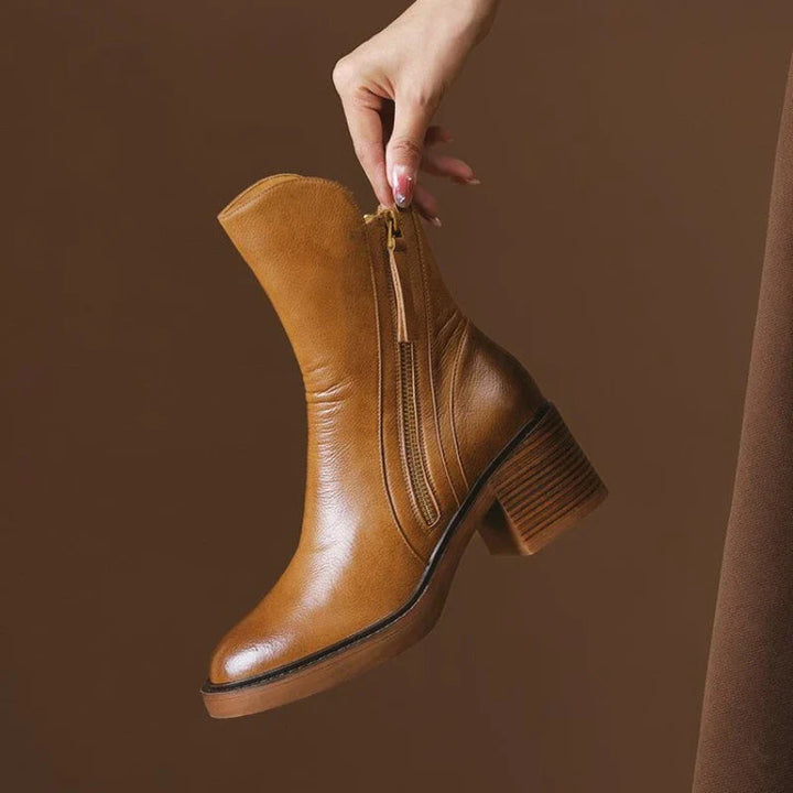 Isabella | Ankle Boots With Side Zipper And Block Heel
